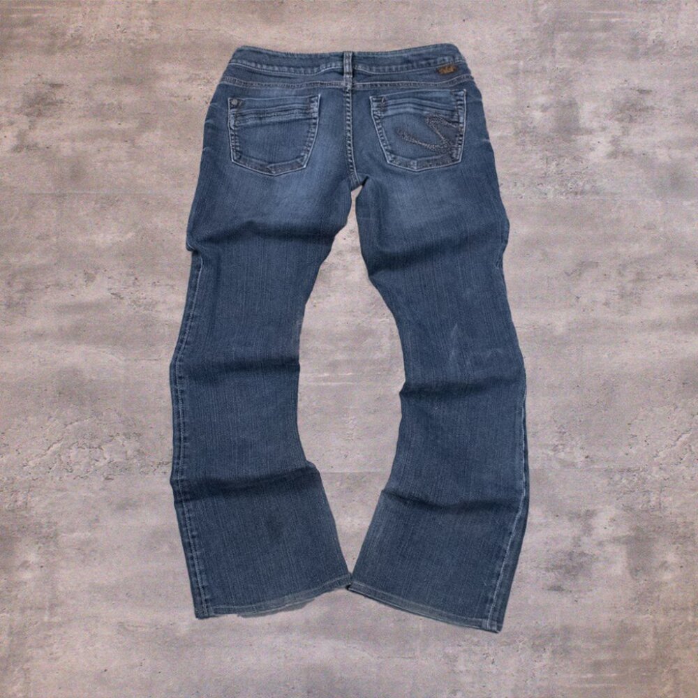 00's‎ Silver lael Flair Boot Cut Baggy Realx Fit low Rise Denim Jean's Pant's